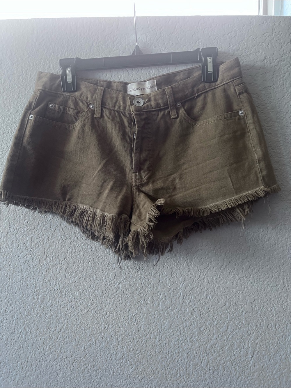 Y2K Band of Gypsies olive green heavenly frayed summer shorts